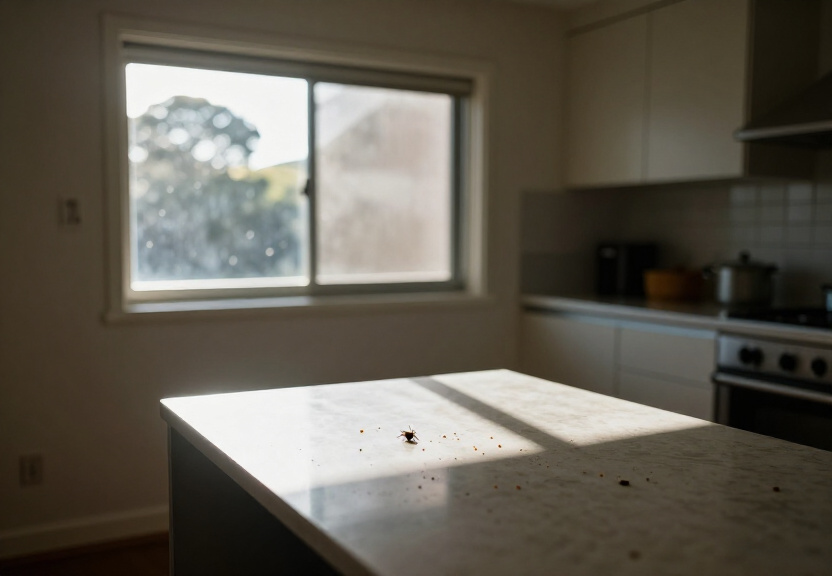 Spider webs in a Maraylya garage before pest control